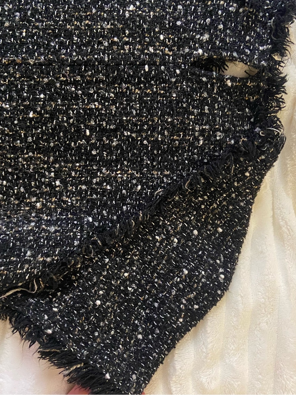 Zara Black Tweed Short Sleeve Top with Lace Panels - Picture 2 of 4